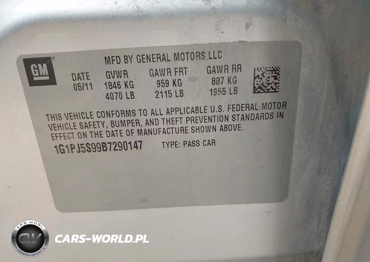 2011 Chevrolet Cruze Eco VIN:1G1PJ5S99B7290147 - 9