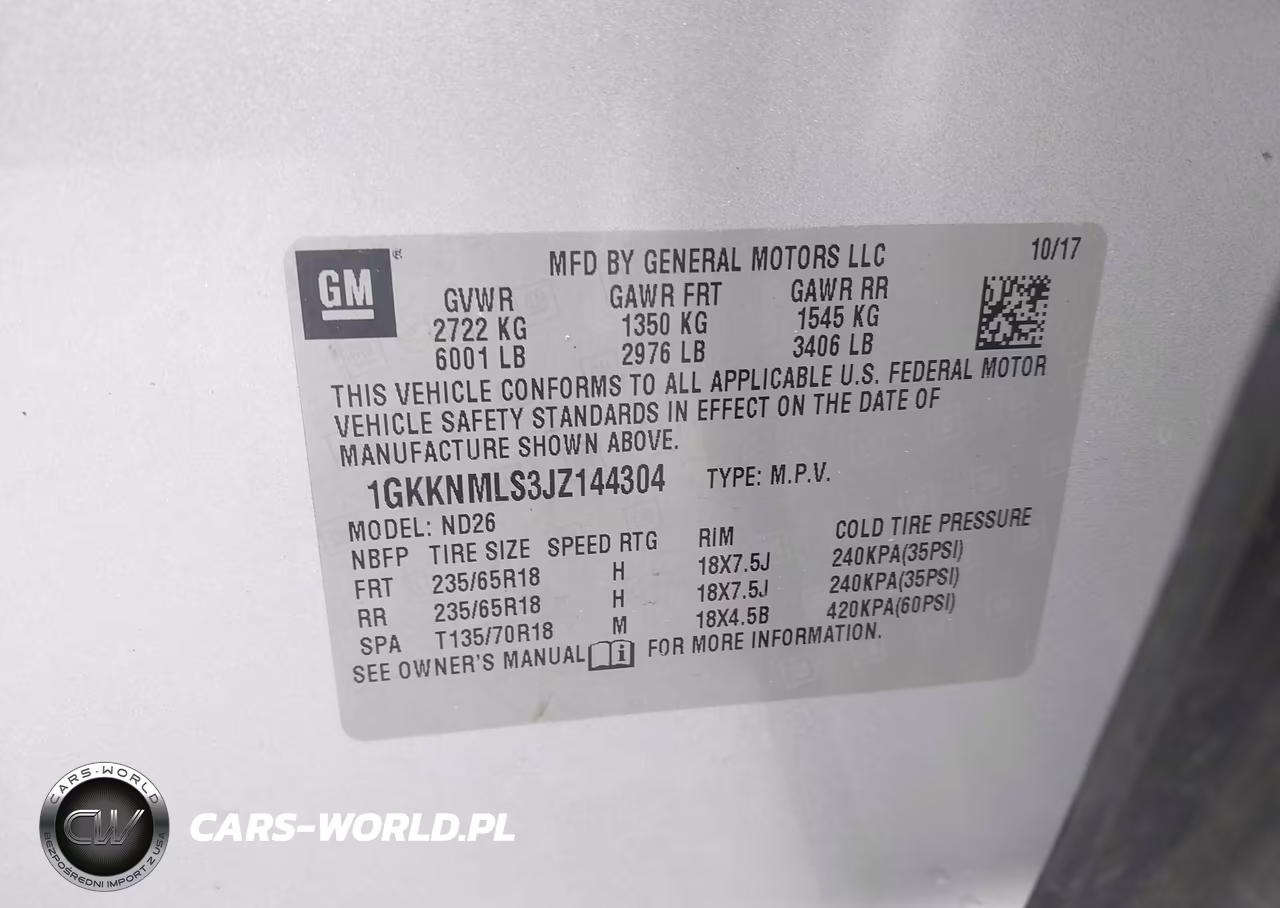 2018 GMC Acadia Slt-1 VIN:1GKKNMLS3JZ144304 - 9