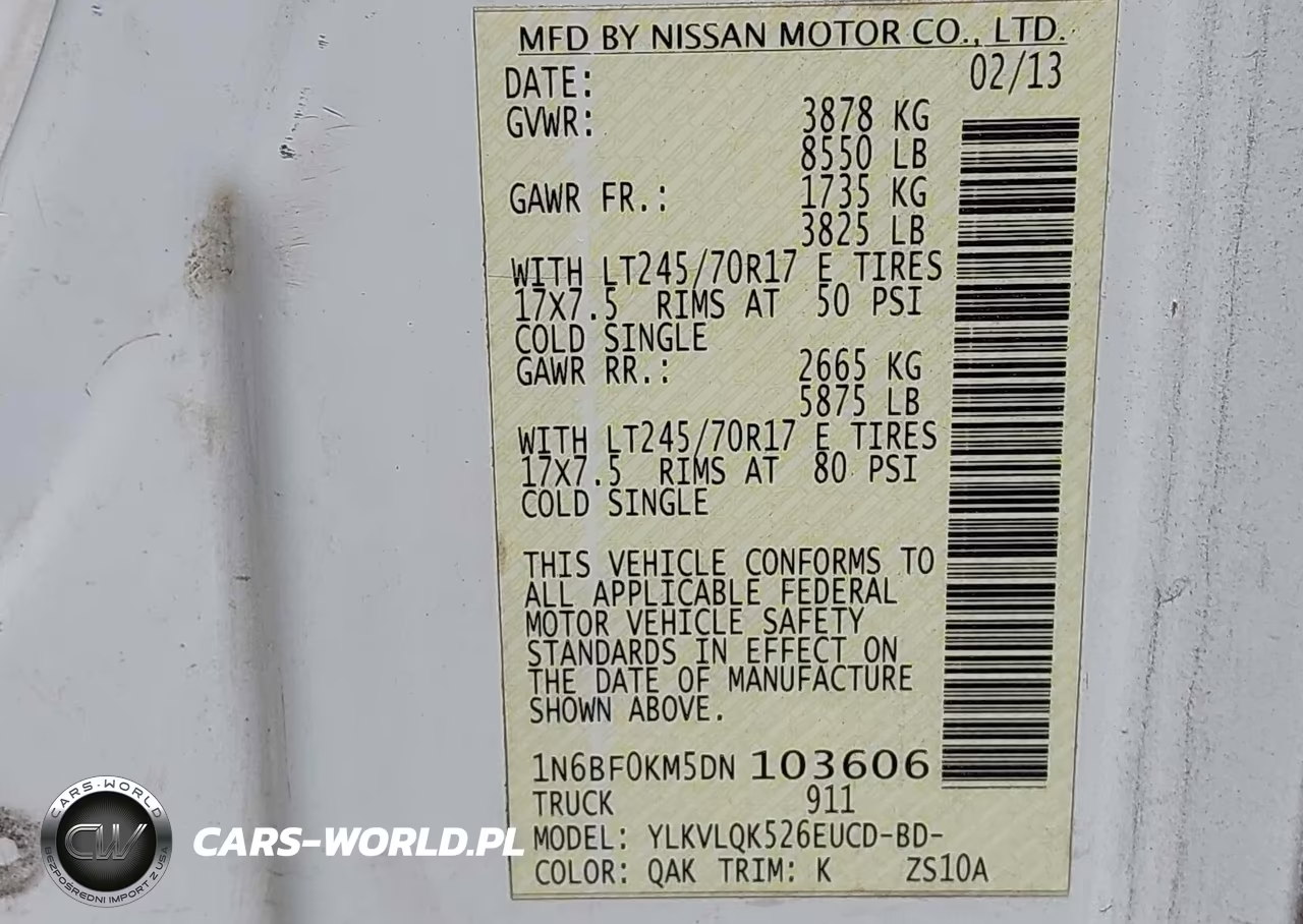 2013 Nissan Nv Cargo Nv1500 S V6 VIN:1N6BF0KM5DN103606 - 9