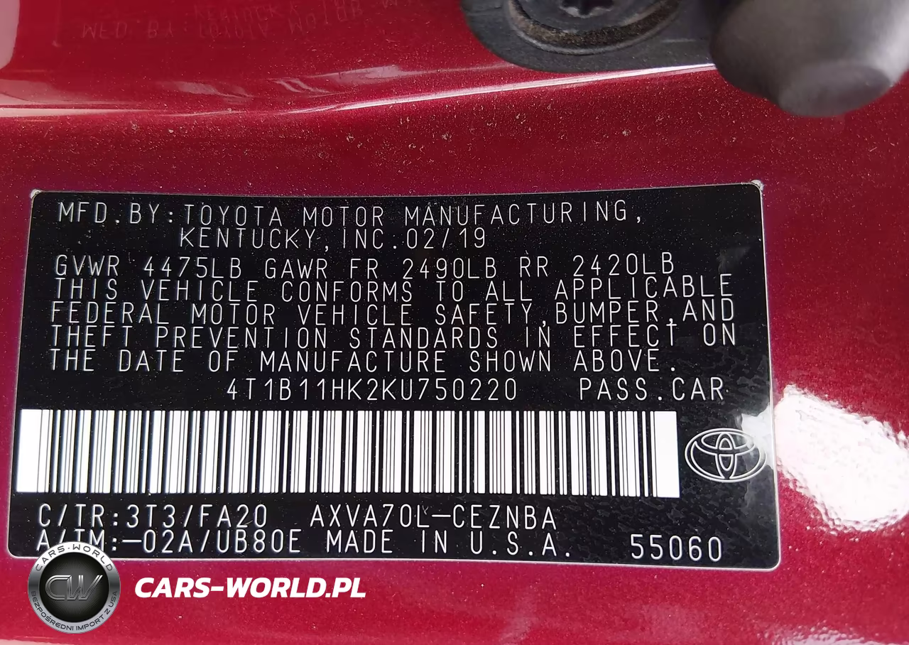 2019 Toyota Camry Le VIN:4T1B11HK2KU750220 - 9