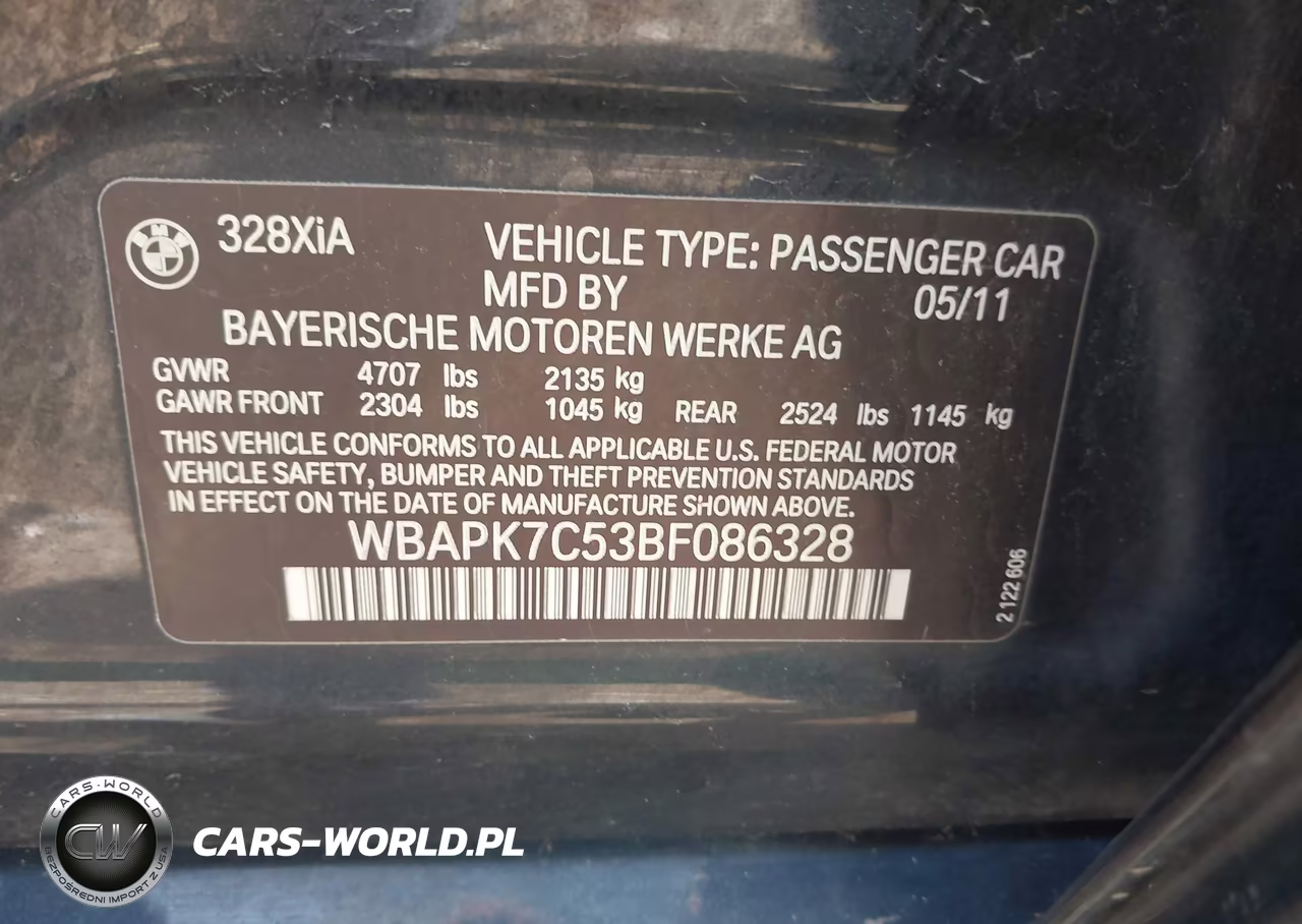 2011 BMW 328I xDrive VIN:WBAPK7C53BF086328 - 9