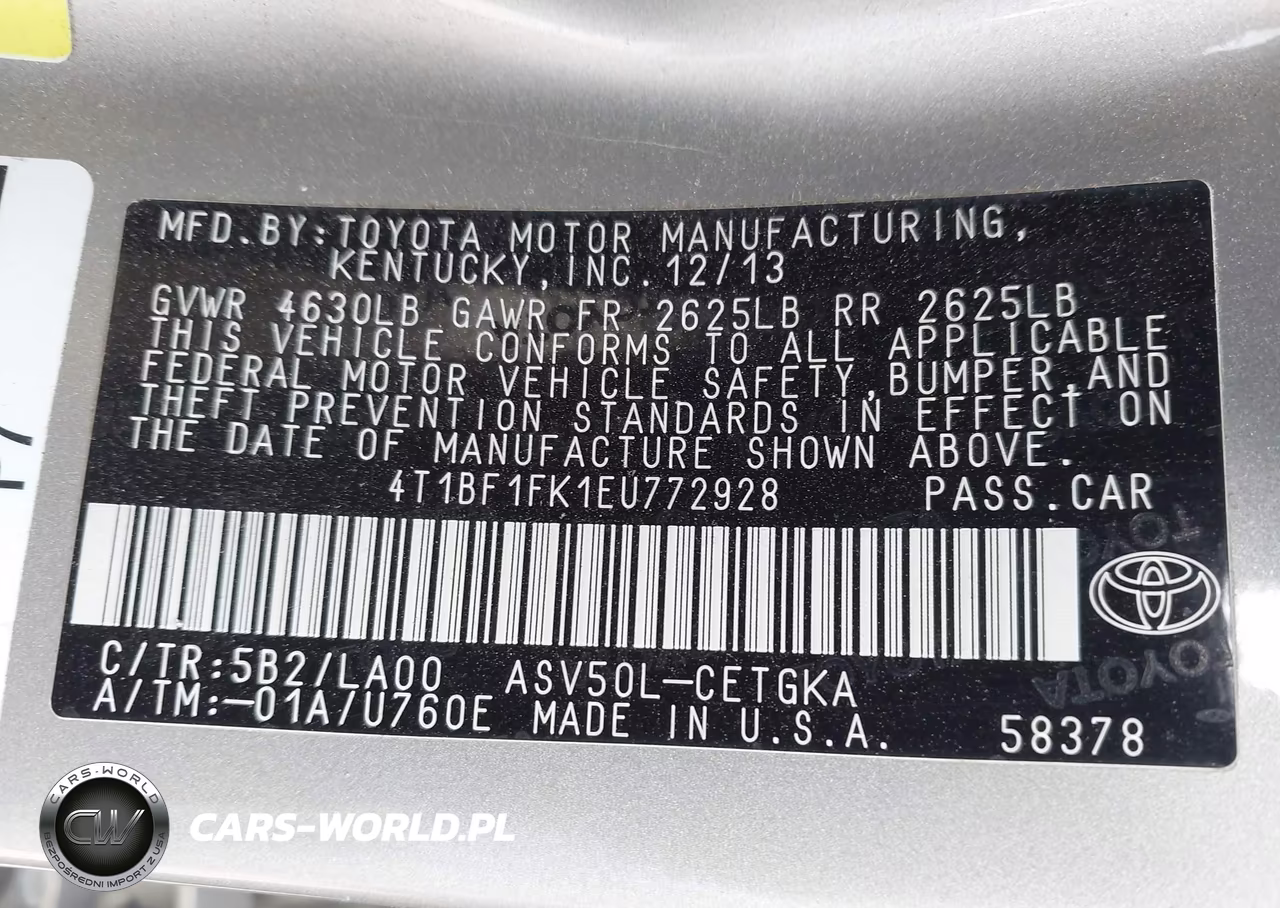 2014 Toyota Camry Xle VIN:4T1BF1FK1EU772928 - 9
