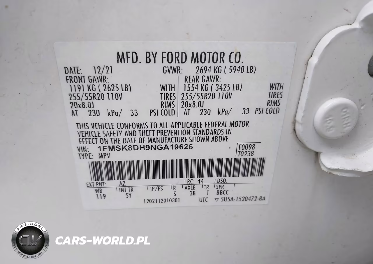 2022 Ford Explorer Xlt VIN:1FMSK8DH9NGA19626 - 9