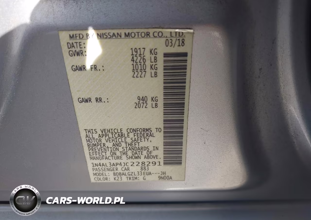 2018 Nissan Altima 2.5 S VIN:1N4AL3AP4JC228291 - 9