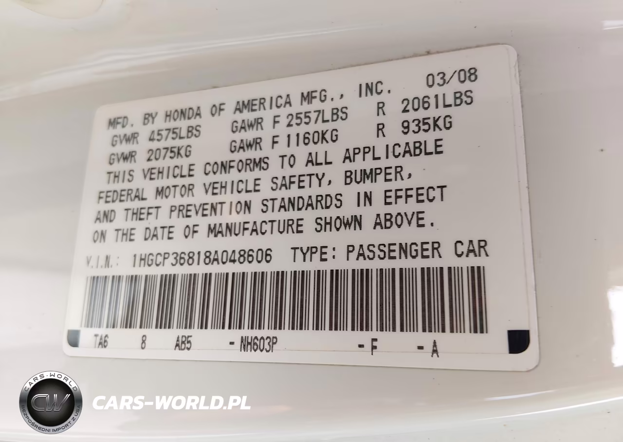 2008 Honda Accord 3.5 Ex-L VIN:1HGCP36818A048606 - 9