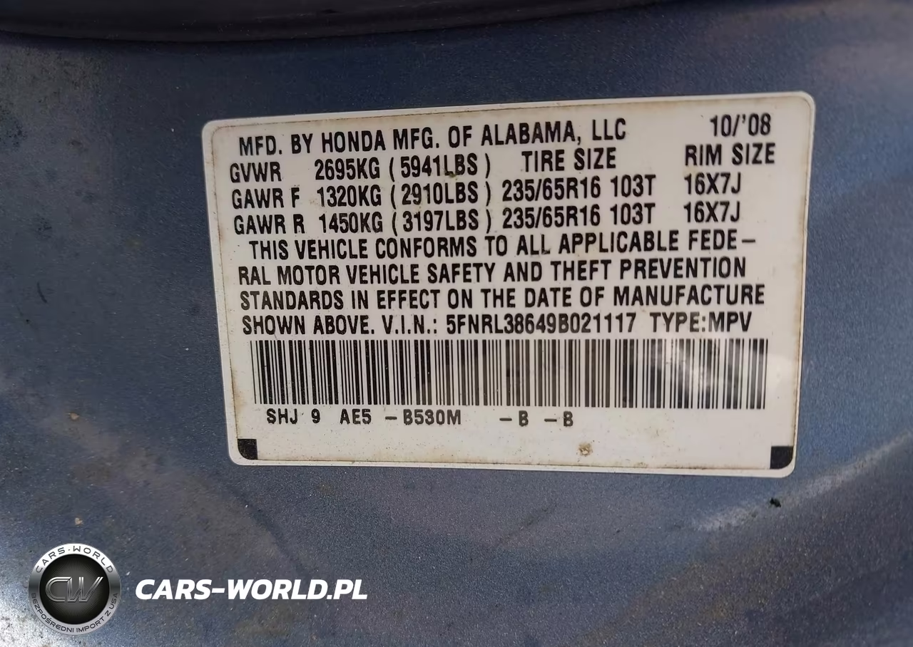 2009 Honda Odyssey Ex-L VIN:5FNRL38649B021117 - 9
