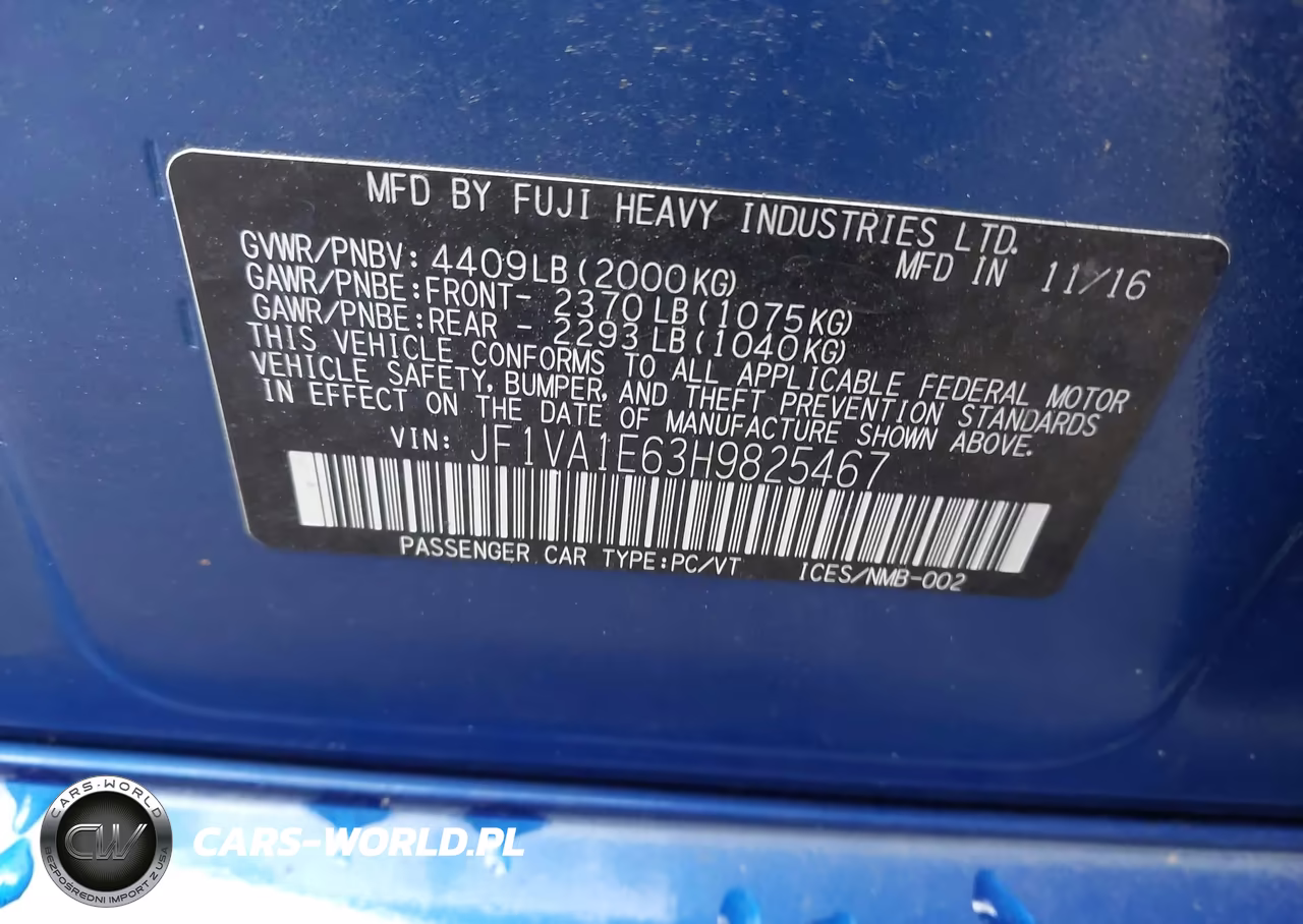 2017 Subaru Wrx Premium VIN:JF1VA1E63H9825467 - 9