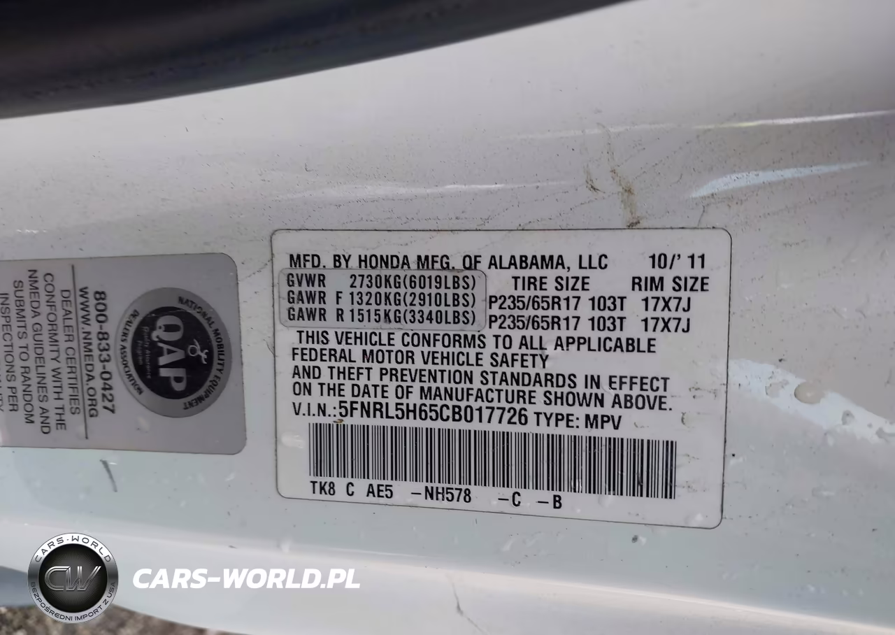 2012 Honda Odyssey Ex-L VIN:5FNRL5H65CB017726 - 9