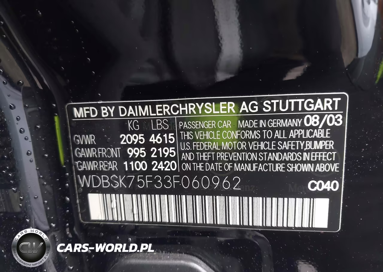 2003 Mercedes-Benz Sl 500 VIN:WDBSK75F33F060962 - 9