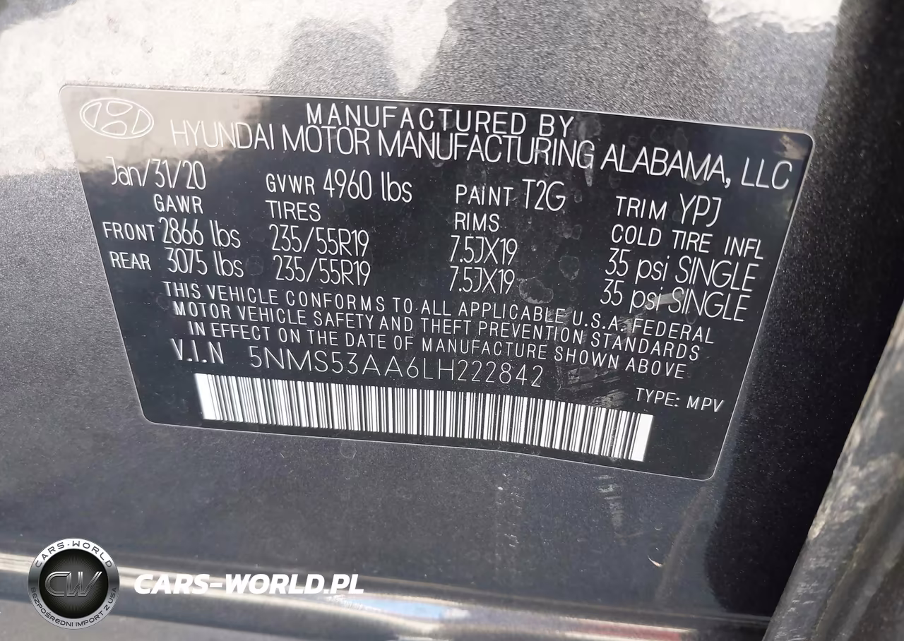 2020 Hyundai Santa Fe Limited 2.0T VIN:5NMS53AA6LH222842 - 9