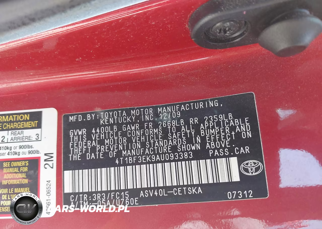 2010 Toyota Camry Se VIN:4T1BF3EK9AU093383 - 9