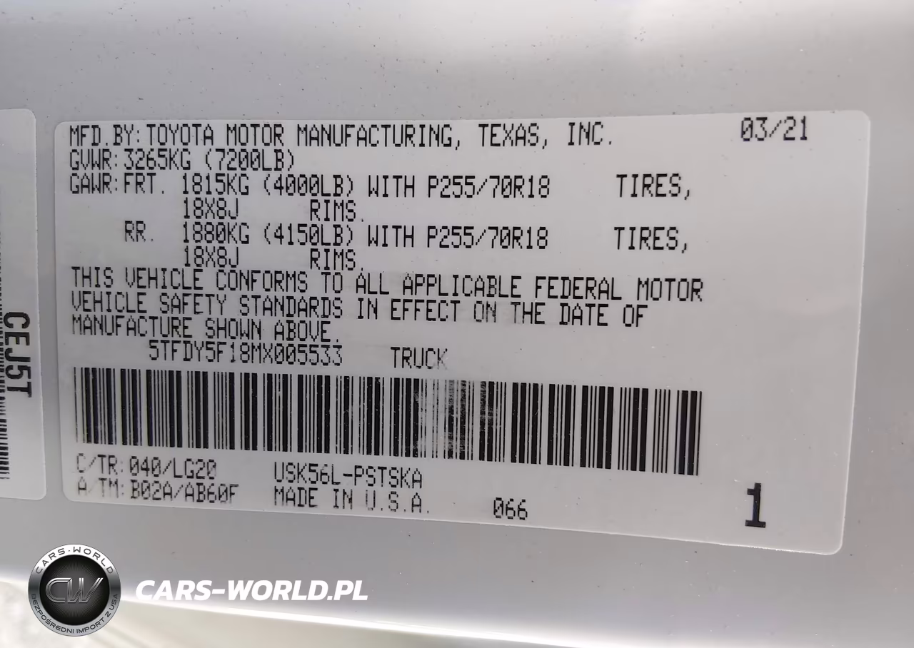 2021 Toyota Tundra Sr5 VIN:5TFDY5F18MX005533 - 9