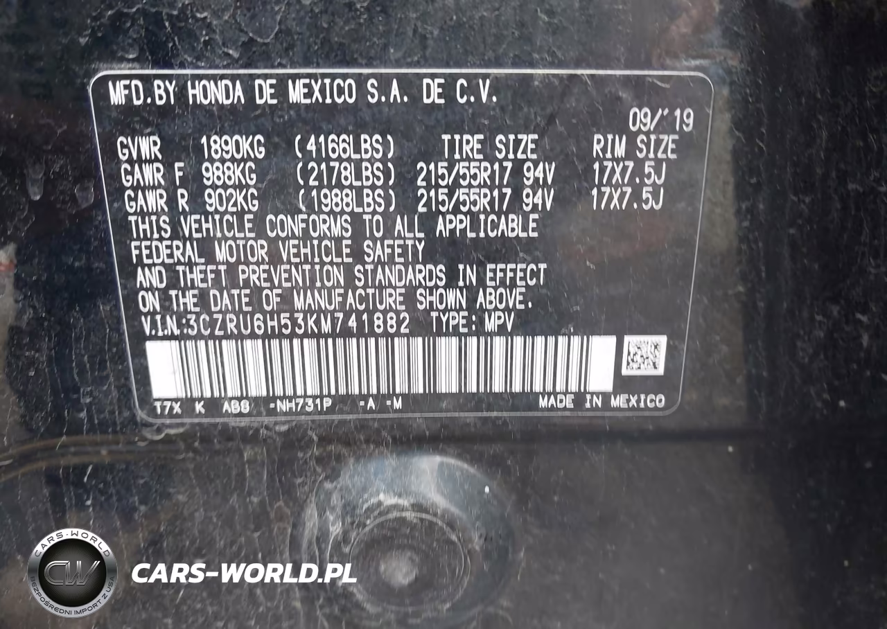 2019 Honda Hr-V Ex VIN:3CZRU6H53KM741882 - 9