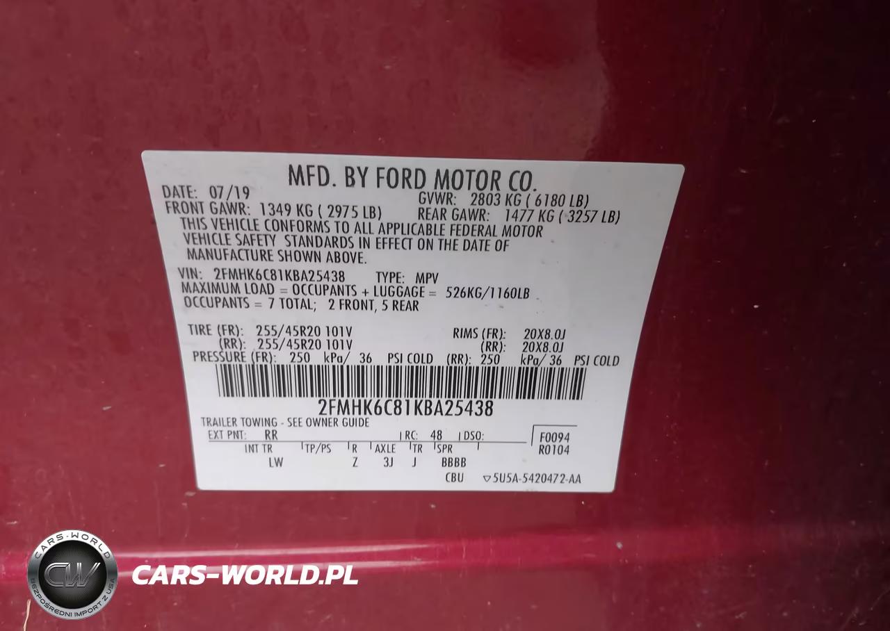 2019 Ford Flex Sel VIN:2FMHK6C81KBA25438 - 9