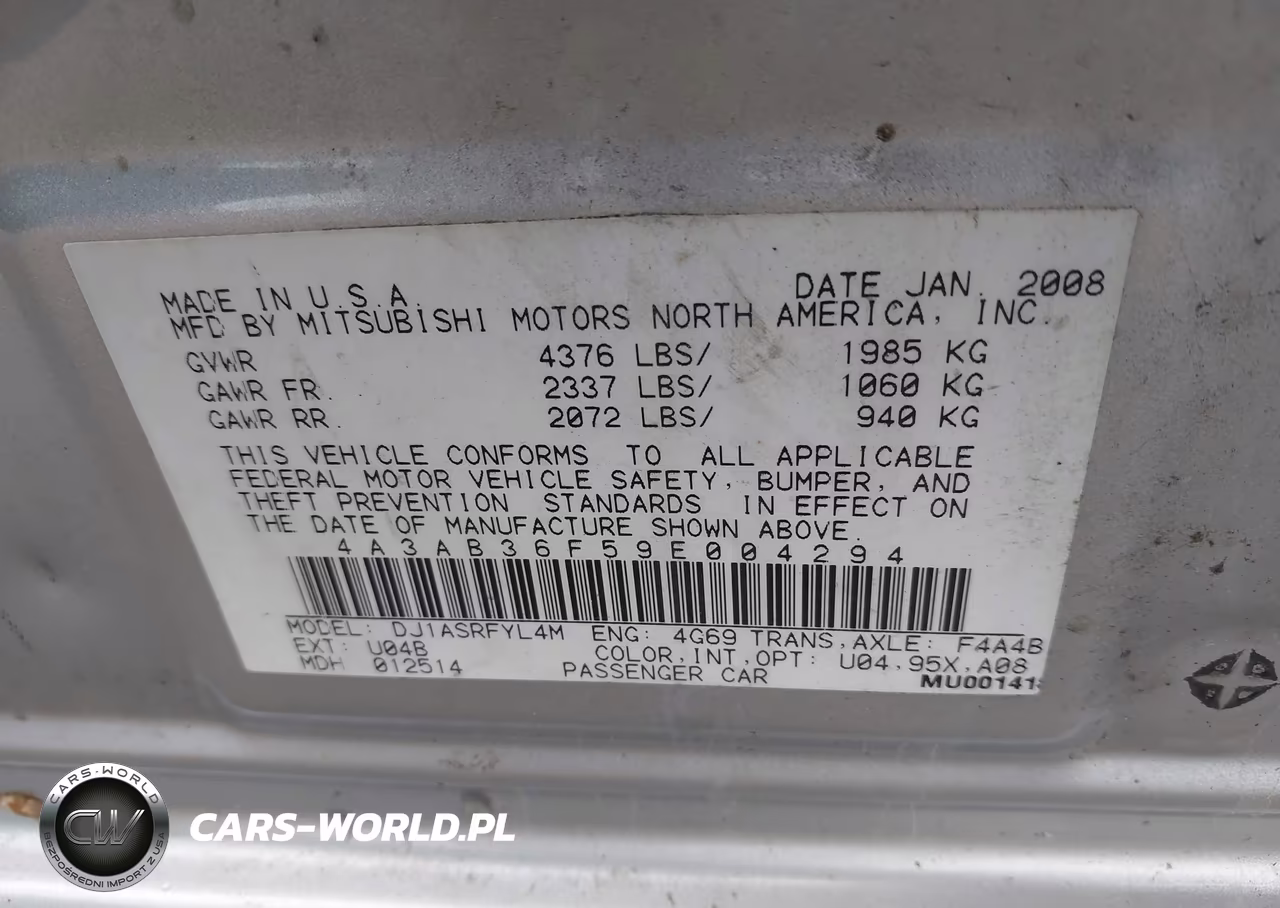 2009 Mitsubishi Galant Es-Sport Edition VIN:4A3AB36F59E004294 - 9