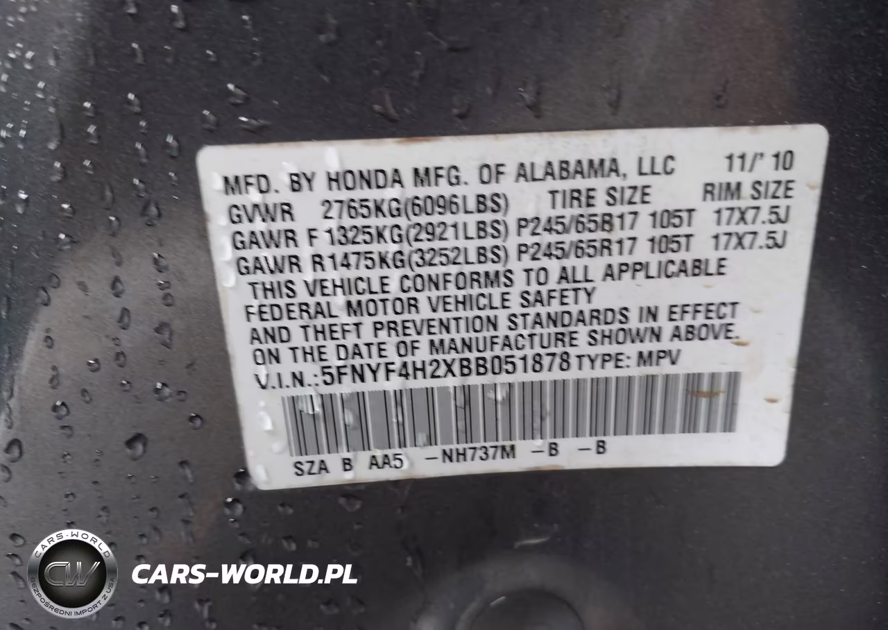 2011 Honda Pilot Lx VIN:5FNYF4H2XBB051878 - 9