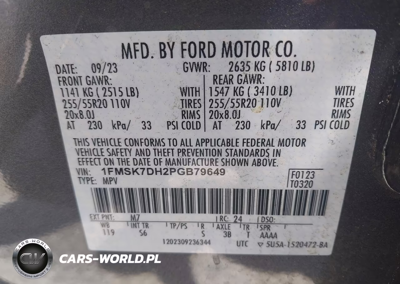 2023 Ford Explorer Xlt VIN:1FMSK7DH2PGB79649 - 9