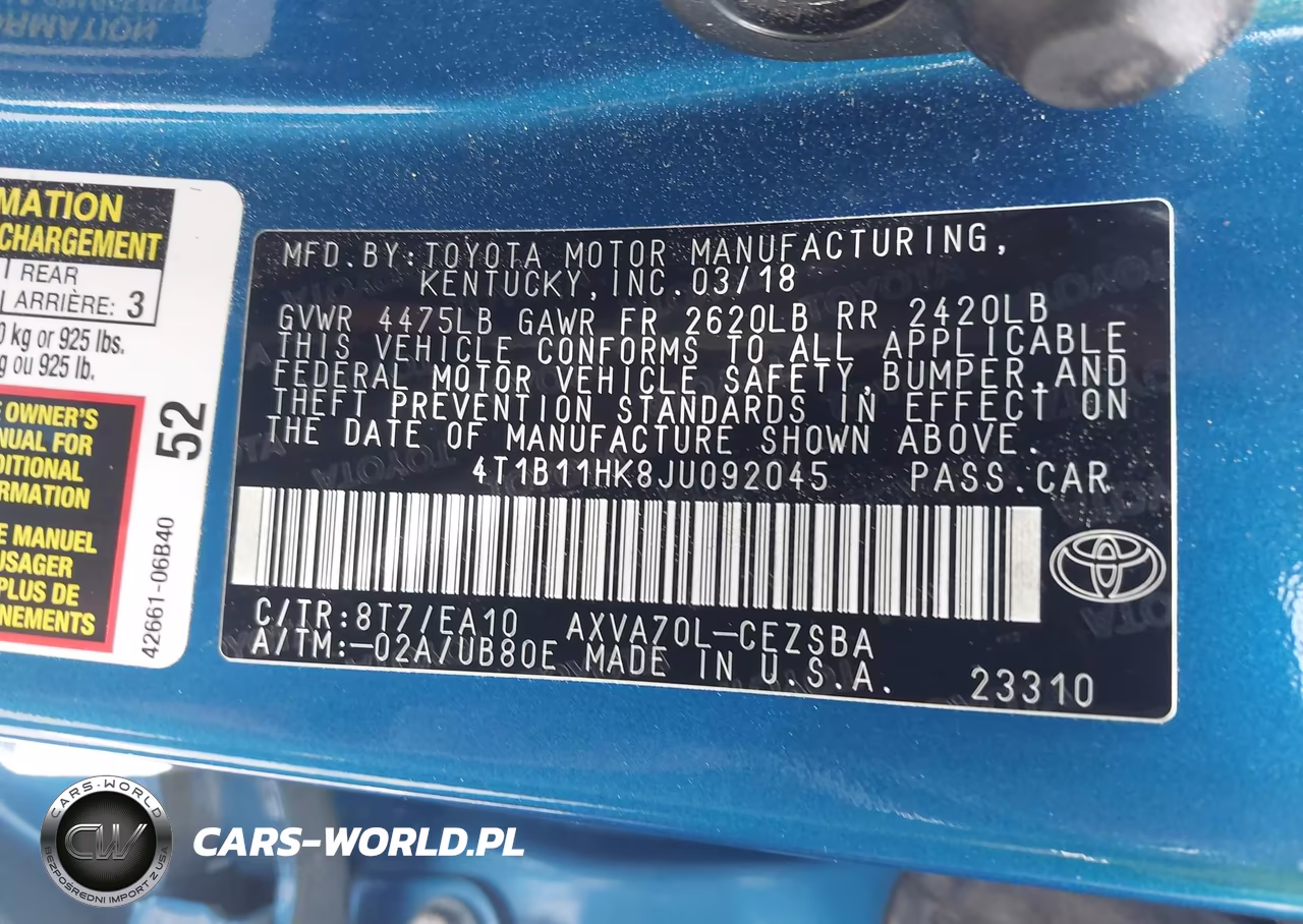 2018 Toyota Camry Se VIN:4T1B11HK8JU092045 - 9