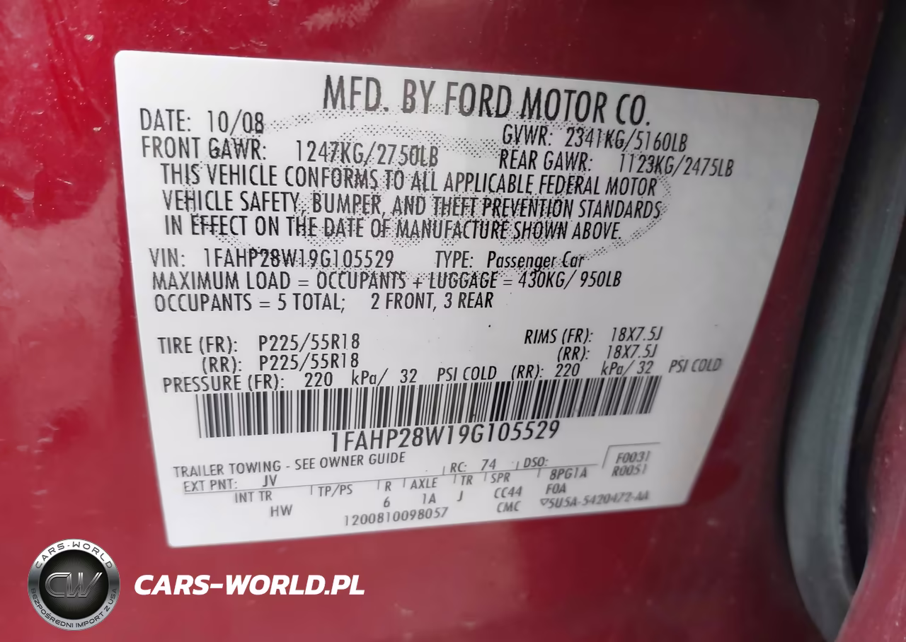 2009 Ford Taurus Limited VIN:1FAHP28W19G105529 - 9