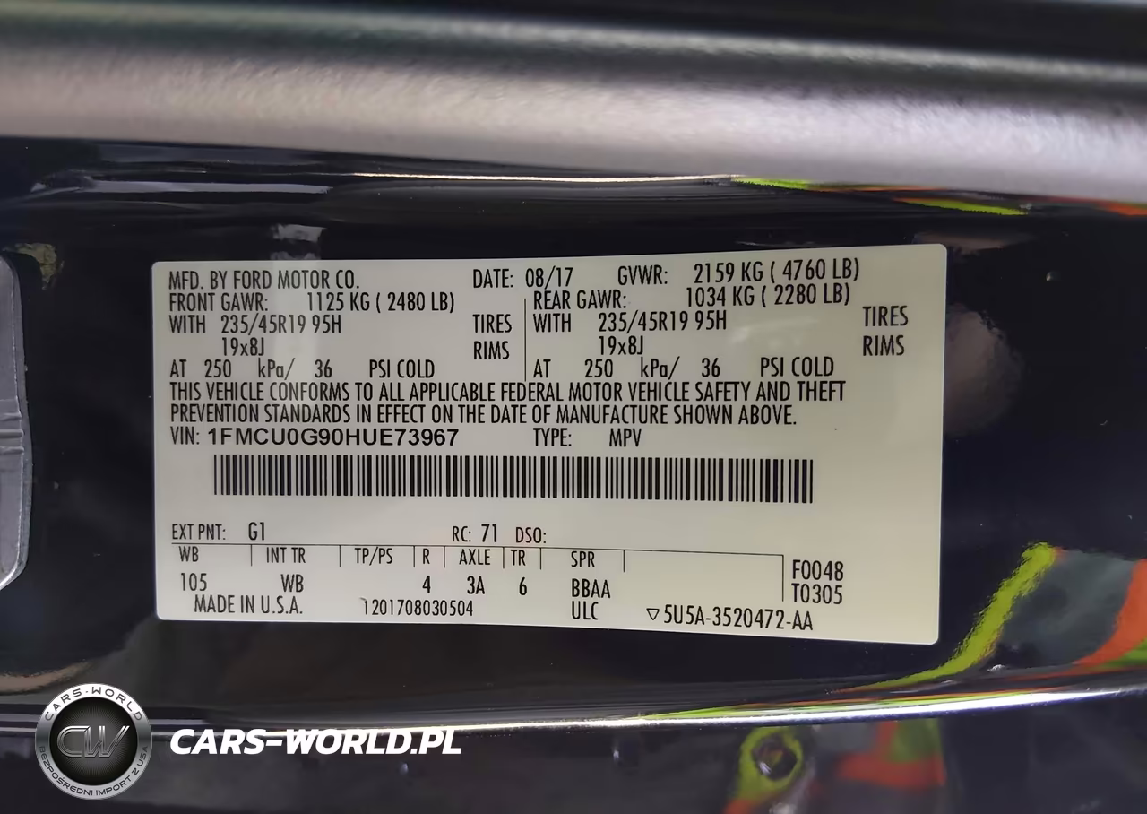 2017 Ford Escape Se VIN:1FMCU0G90HUE73967 - 9