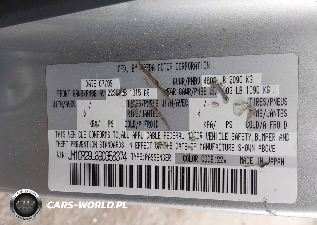 2009 Mazda Mazda5 Sport VIN:JM1CR29L890358374 - 9