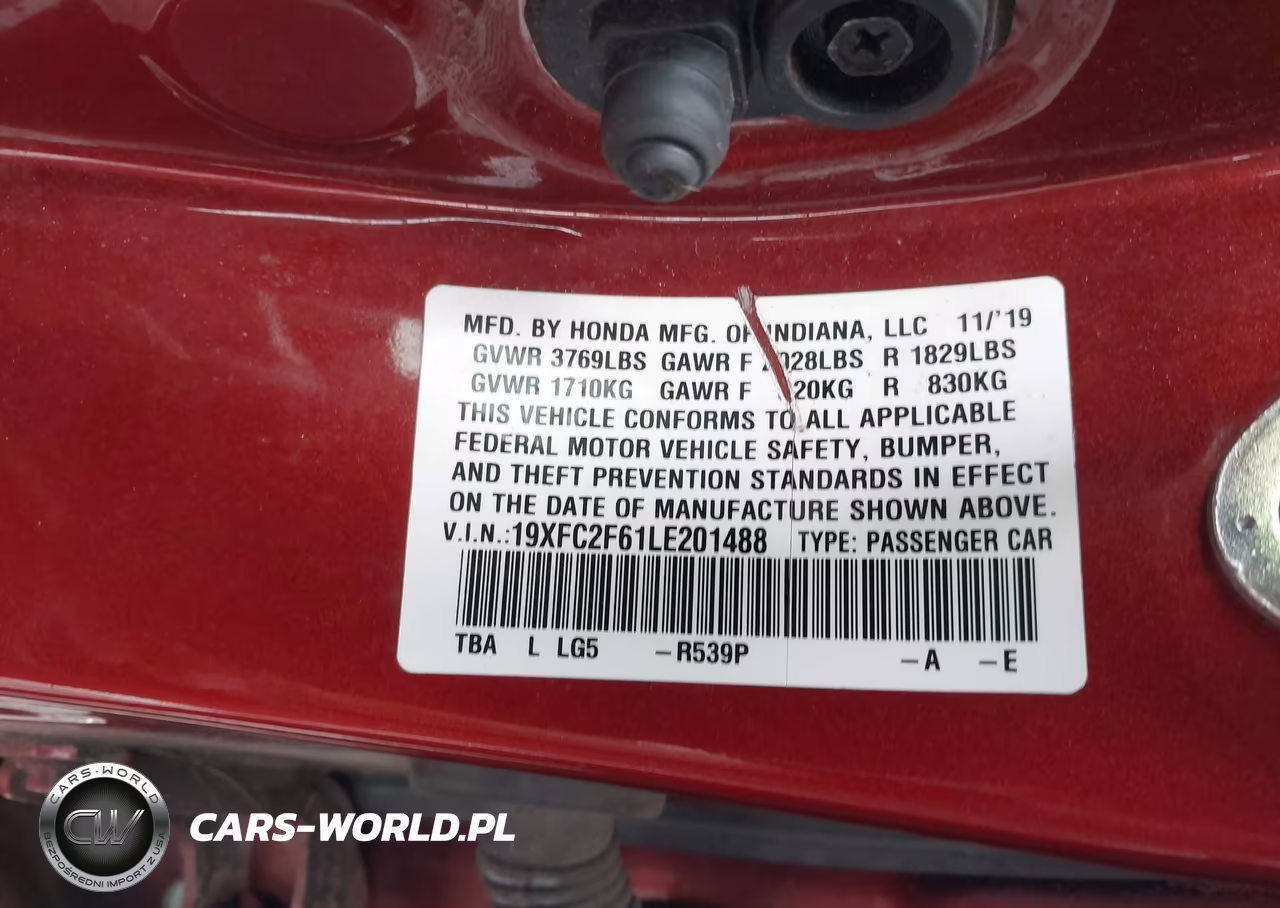 2020 Honda Civic Lx VIN:19XFC2F61LE201488 - 9