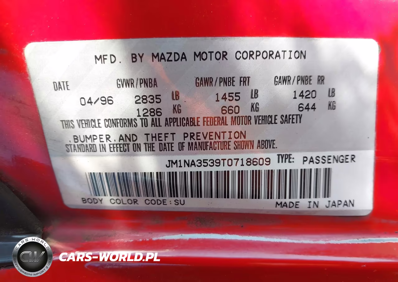1996 Mazda Mx-5 Miata VIN:JM1NA3539T0718609 - 9