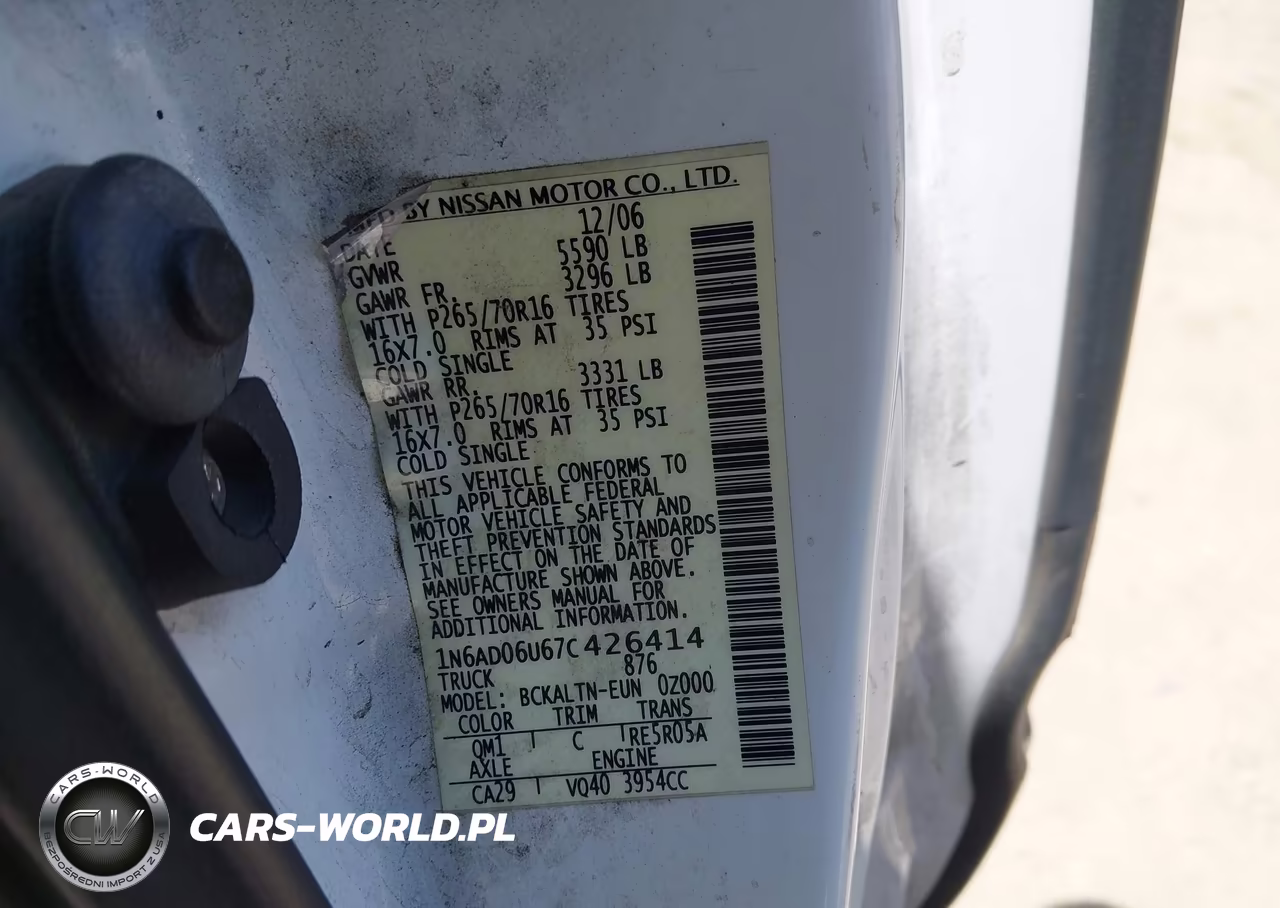 2007 Nissan Frontier Se VIN:1N6AD06U67C426414 - 9