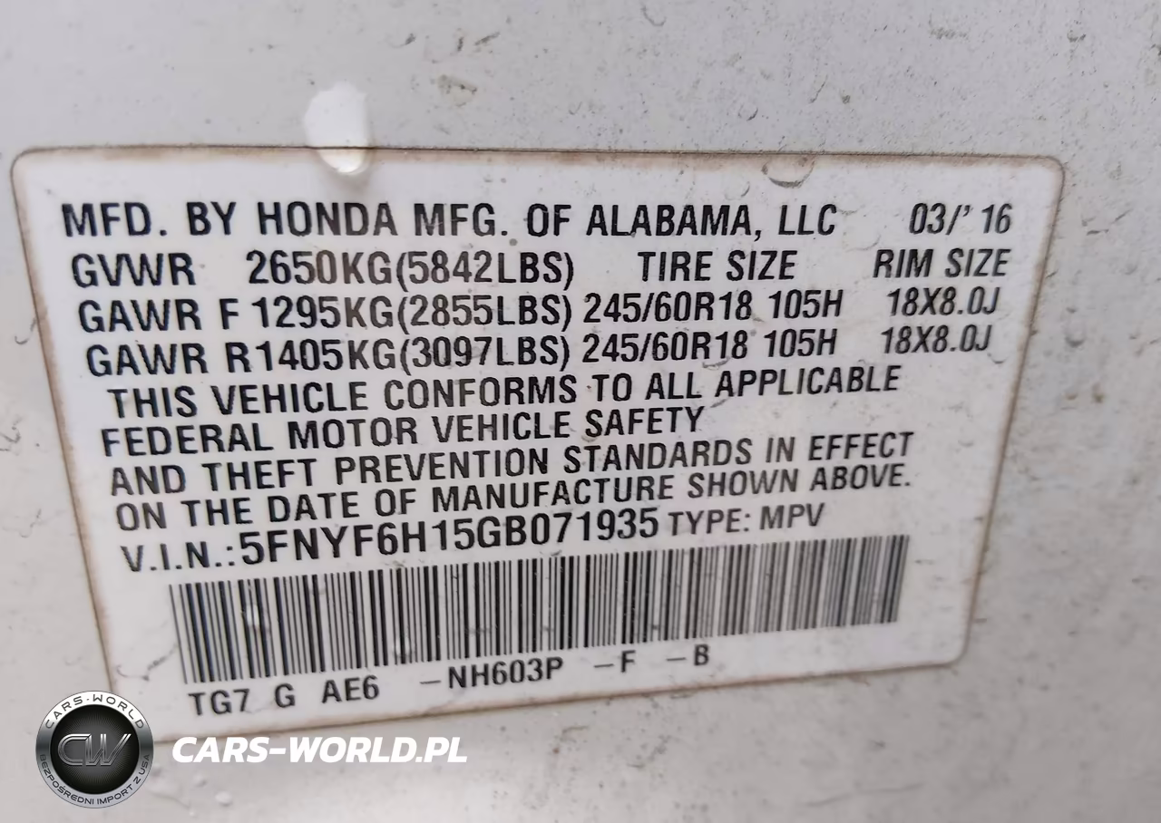 2016 Honda Pilot Lx VIN:5FNYF6H15GB071935 - 9