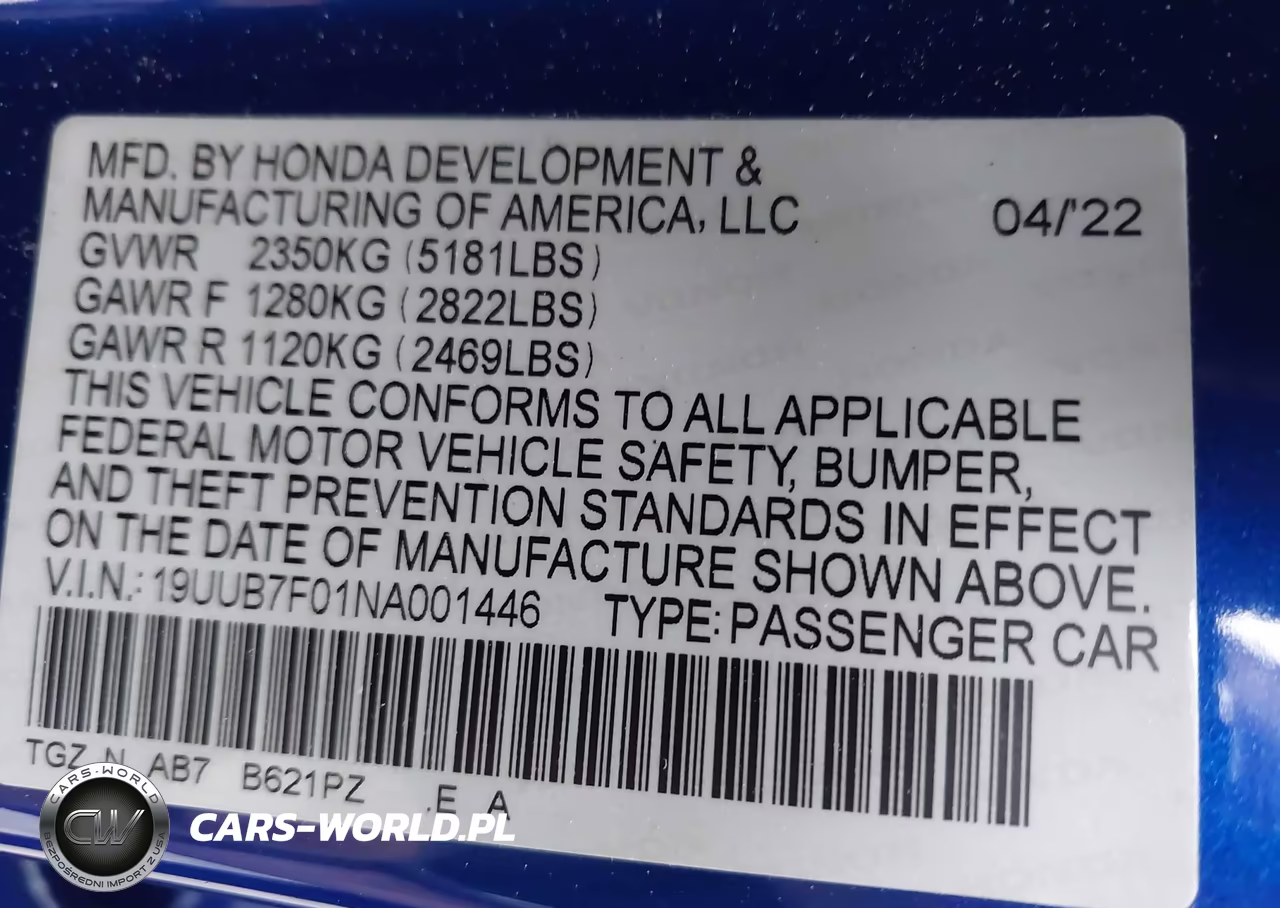 2022 Acura Tlx Type S VIN:19UUB7F01NA001446 - 9
