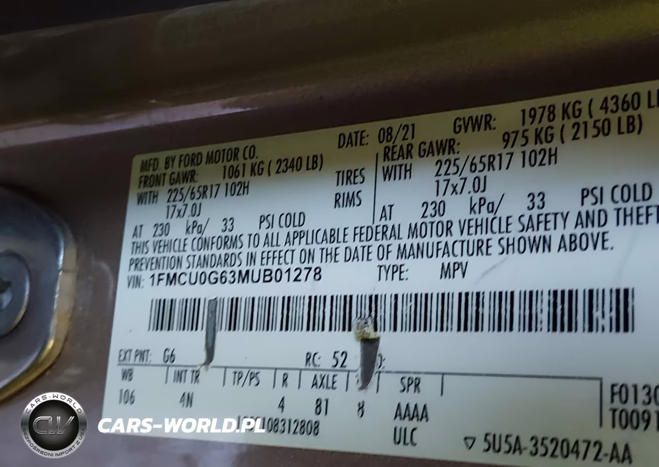 2021 Ford Escape Se VIN:1FMCU0G63MUB01278 - 9