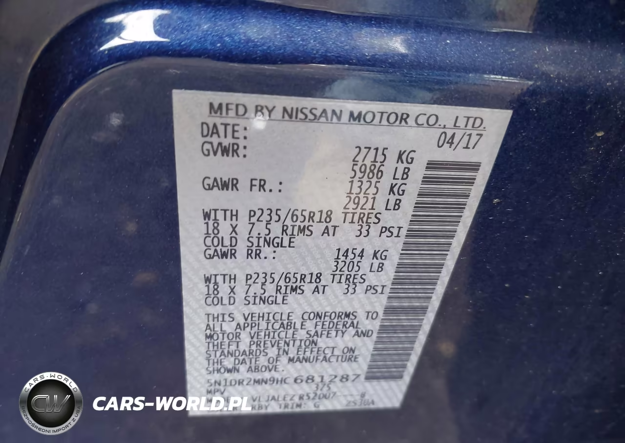 2017 Nissan Pathfinder Sv VIN:5N1DR2MN9HC681287 - 9
