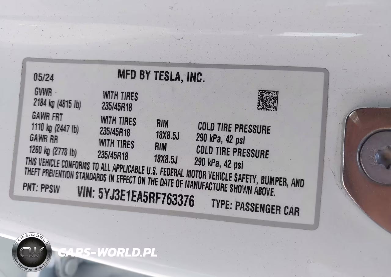 2024 Tesla Model 3 Long Range Dual Motor All-Wheel Drive-Rear-Wheel Drive VIN:5YJ3E1EA5RF763376 - 9