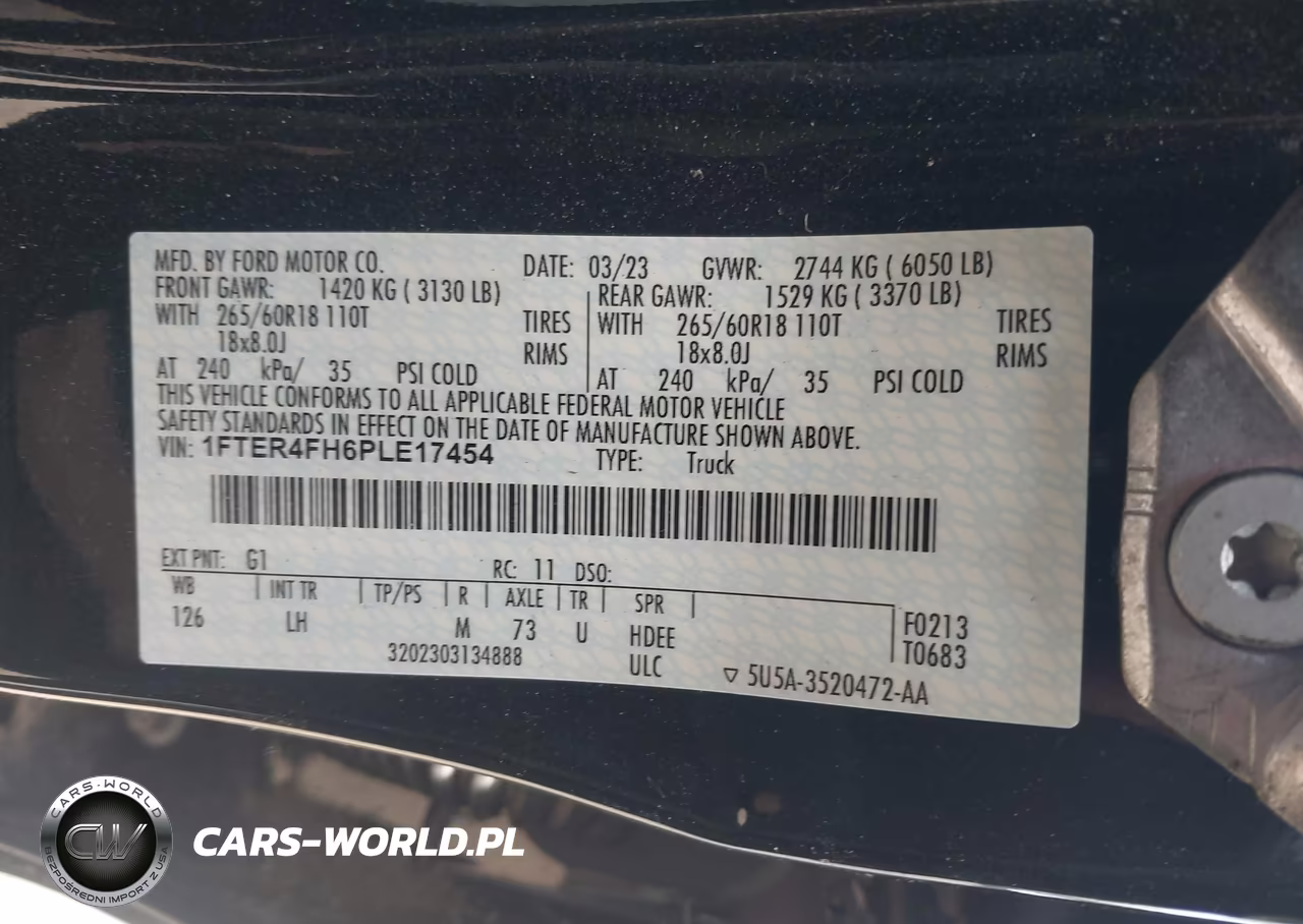 2023 Ford Ranger Xlt VIN:1FTER4FH6PLE17454 - 9