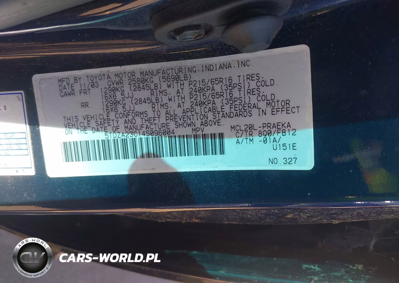 2004 Toyota Sienna Le VIN:5TDZA23C14S096004 - 9