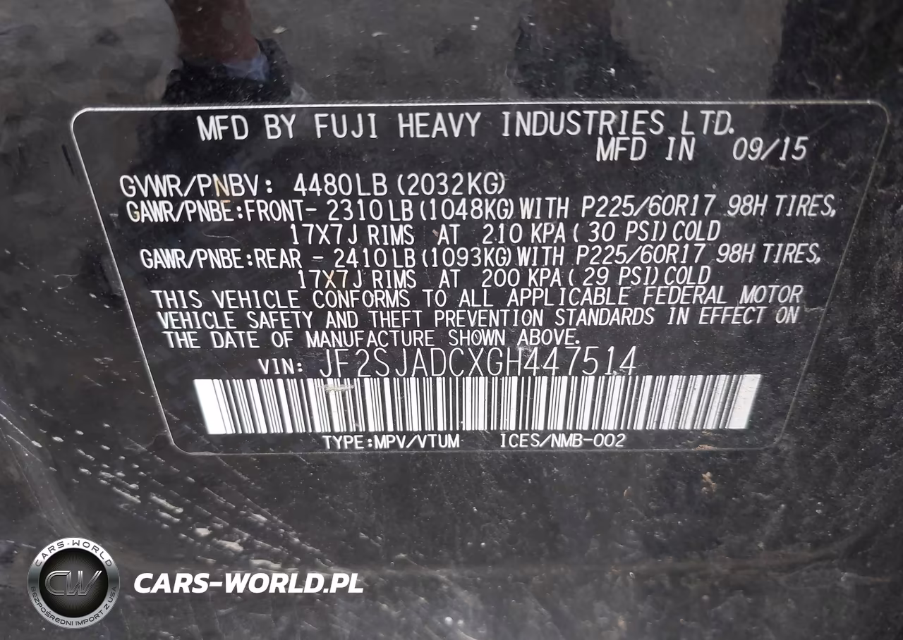2016 Subaru Forester 2.5I Premium VIN:JF2SJADCXGH447514 - 9