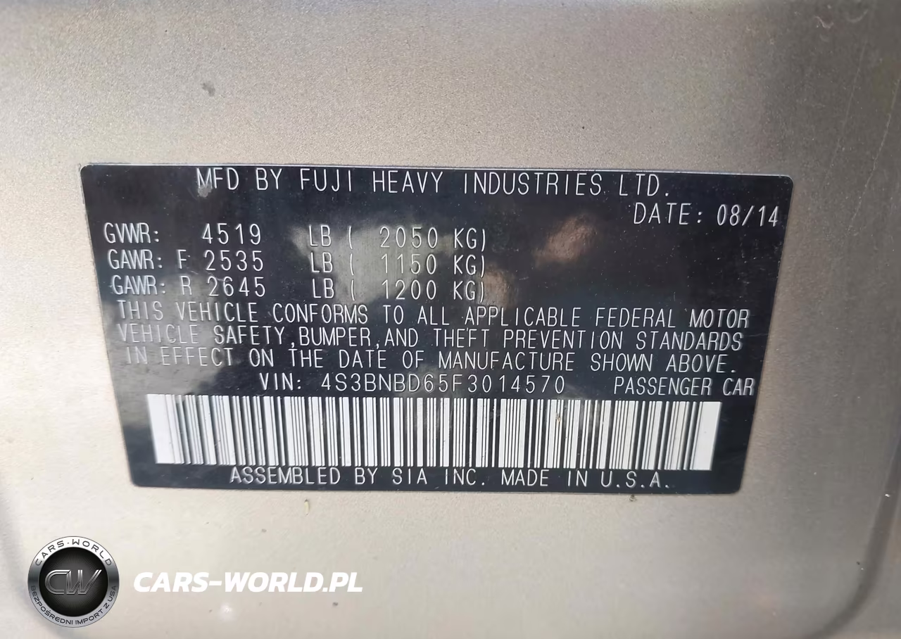 2015 Subaru Legacy 2.5I Premium VIN:4S3BNBD65F3014570 - 9