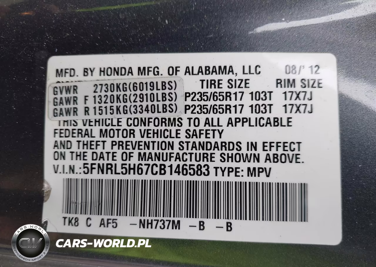 2012 Honda Odyssey Ex-L VIN:5FNRL5H67CB146583 - 9