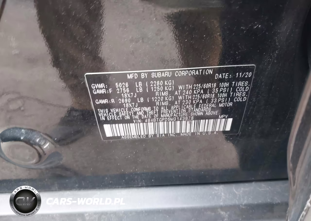 2021 Subaru Outback Touring Xt VIN:4S4BTGPD5M3143978 - 9