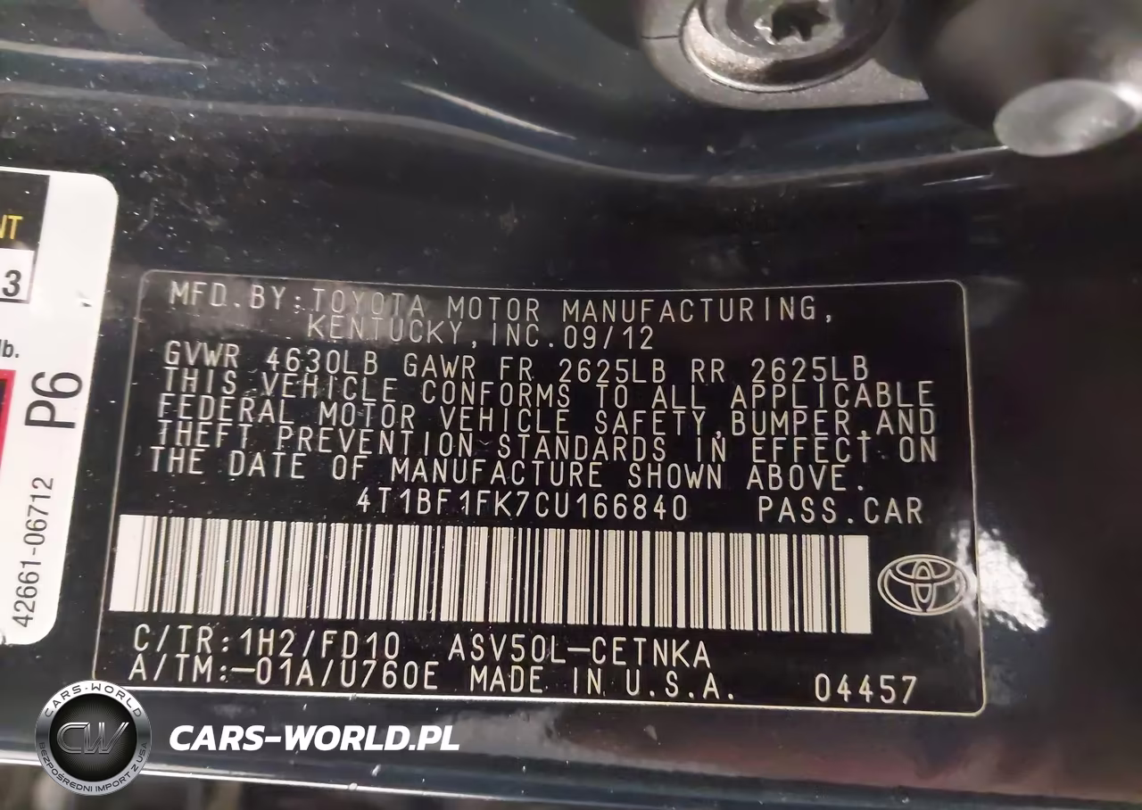 2012 Toyota Camry Le VIN:4T1BF1FK7CU166840 - 9