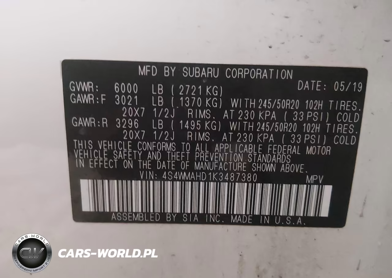 2019 Subaru Ascent Premium VIN:4S4WMAHD1K3487380 - 9