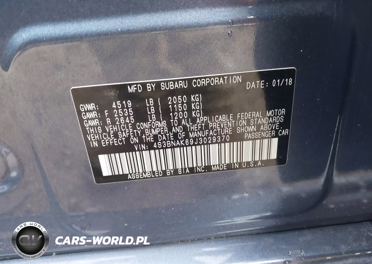 2018 Subaru Legacy 2.5I Limited VIN:4S3BNAK69J3029370 - 9