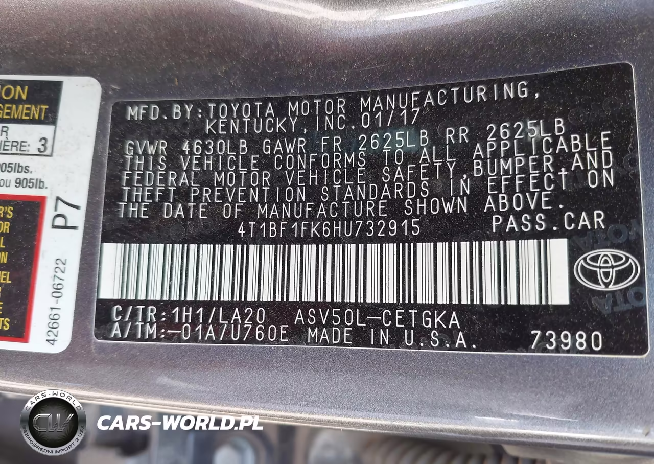 2017 Toyota Camry Xle VIN:4T1BF1FK6HU732915 - 9