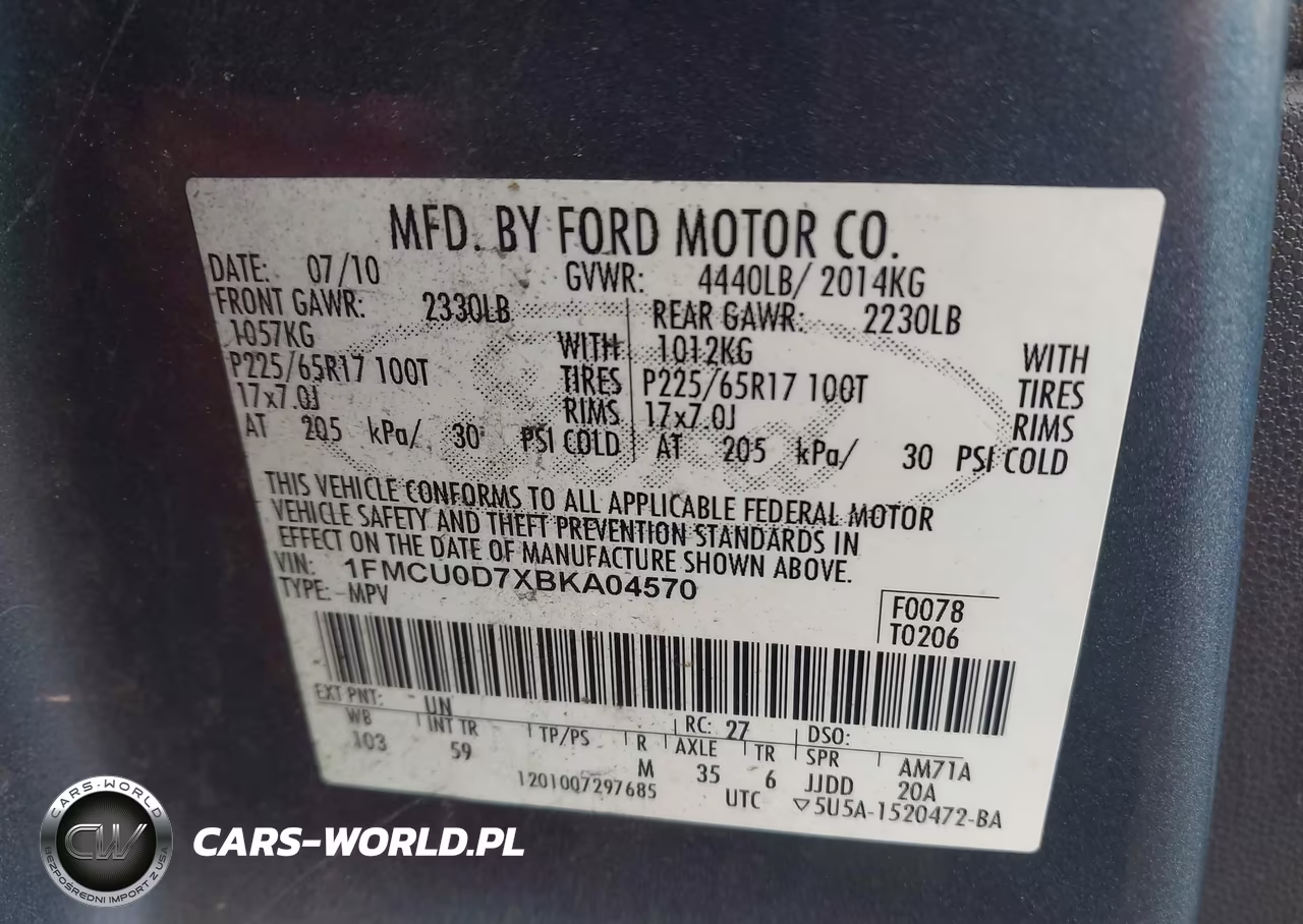 2011 Ford Escape Xlt VIN:1FMCU0D7XBKA04570 - 9