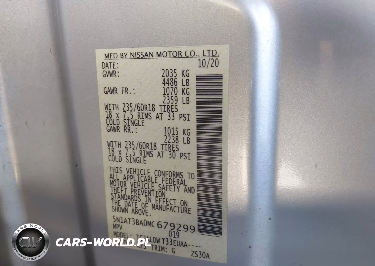 2021 Nissan Rogue Sv Fwd VIN:5N1AT3BA0MC679299 - 9