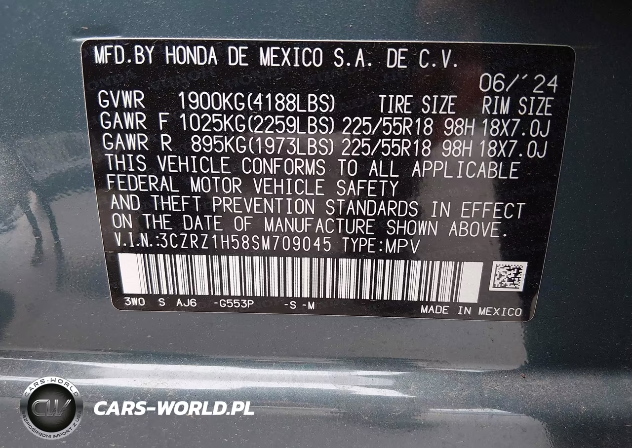 2025 Honda Hr-V 2Wd Sport VIN:3CZRZ1H58SM709045 - 9