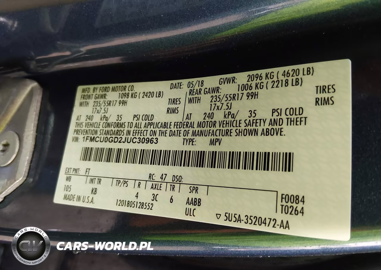 2018 Ford Escape Se VIN:1FMCU0GD2JUC30963 - 9