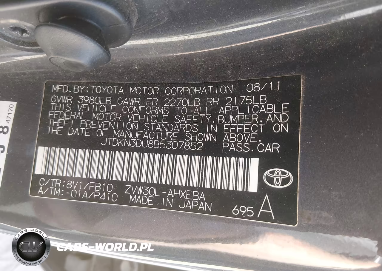 2011 Toyota Prius Two VIN:JTDKN3DU8B5307852 - 9