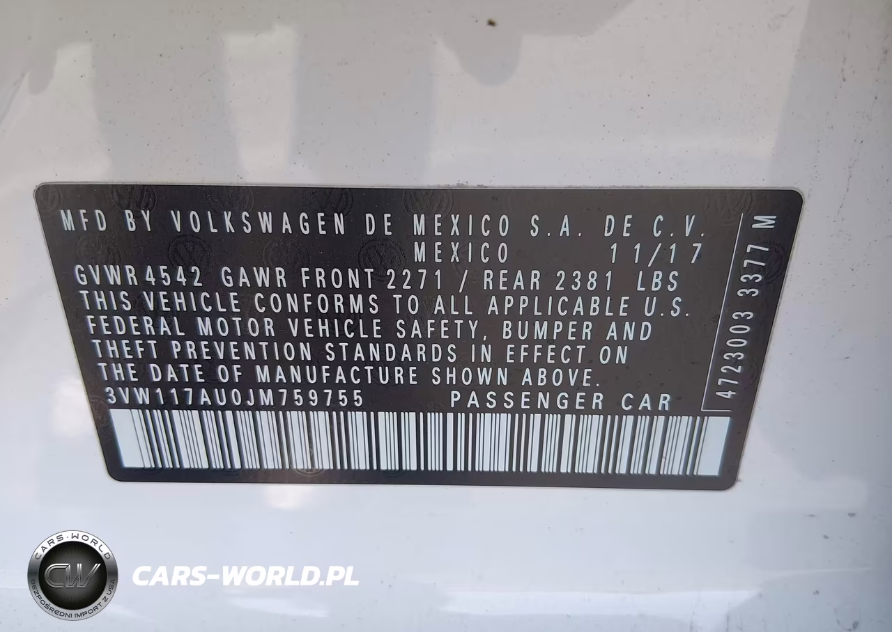 2018 Volkswagen Golf Sportwagen Tsi S VIN:3VW117AU0JM759755 - 8