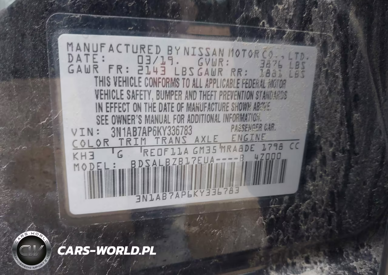 2019 Nissan Sentra S VIN:3N1AB7AP6KY336783 - 9